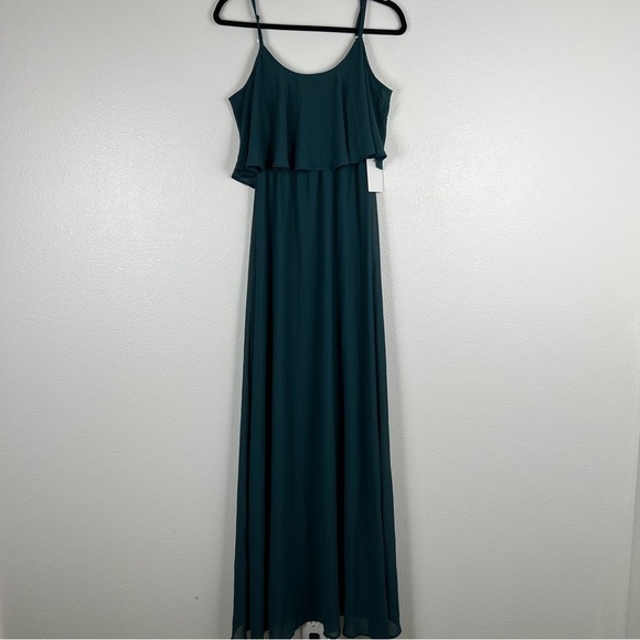 Show Me Your Mumu Caitlin Ruffle Maxi Dress Deep‎ Jade Chiffon Sz XXS - Picture 6 of 9